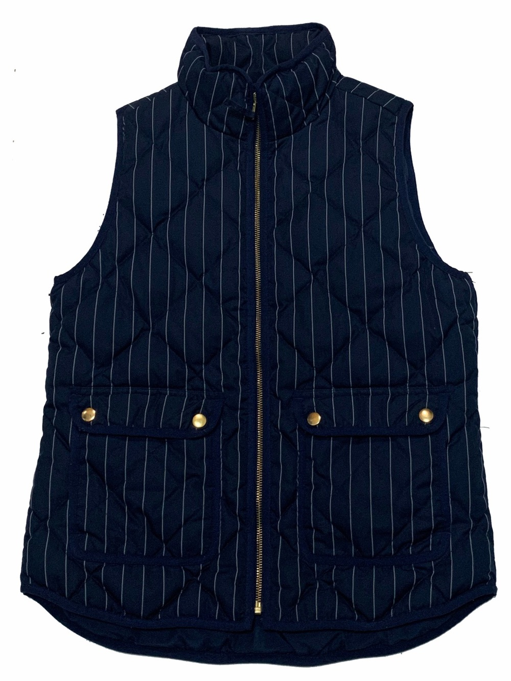 J. Crew women’s Navy Pinstripe Quilted vest